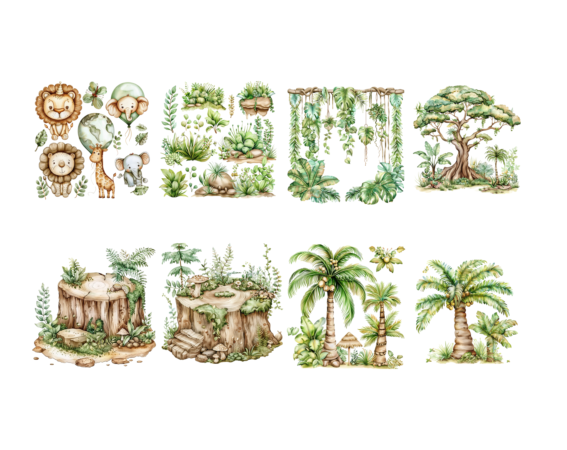 DIY Download Safari Animals Clipart PNG Bundle