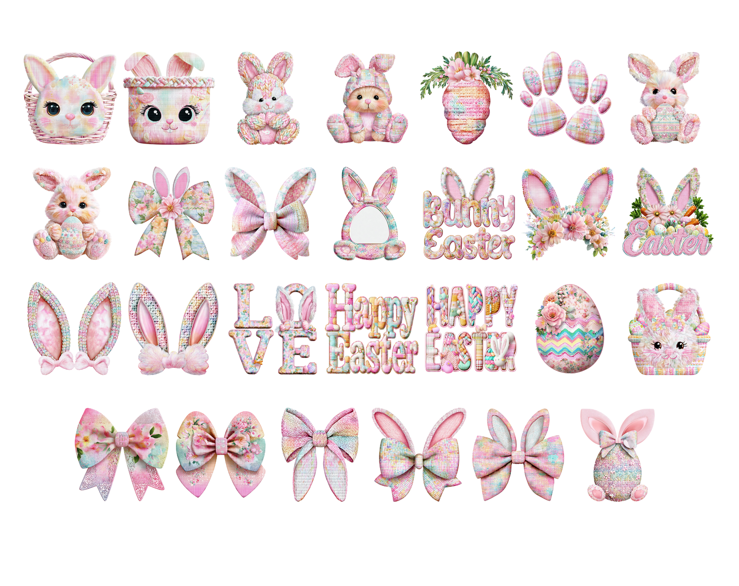 DIY Download Easter clipart bundle bunny png