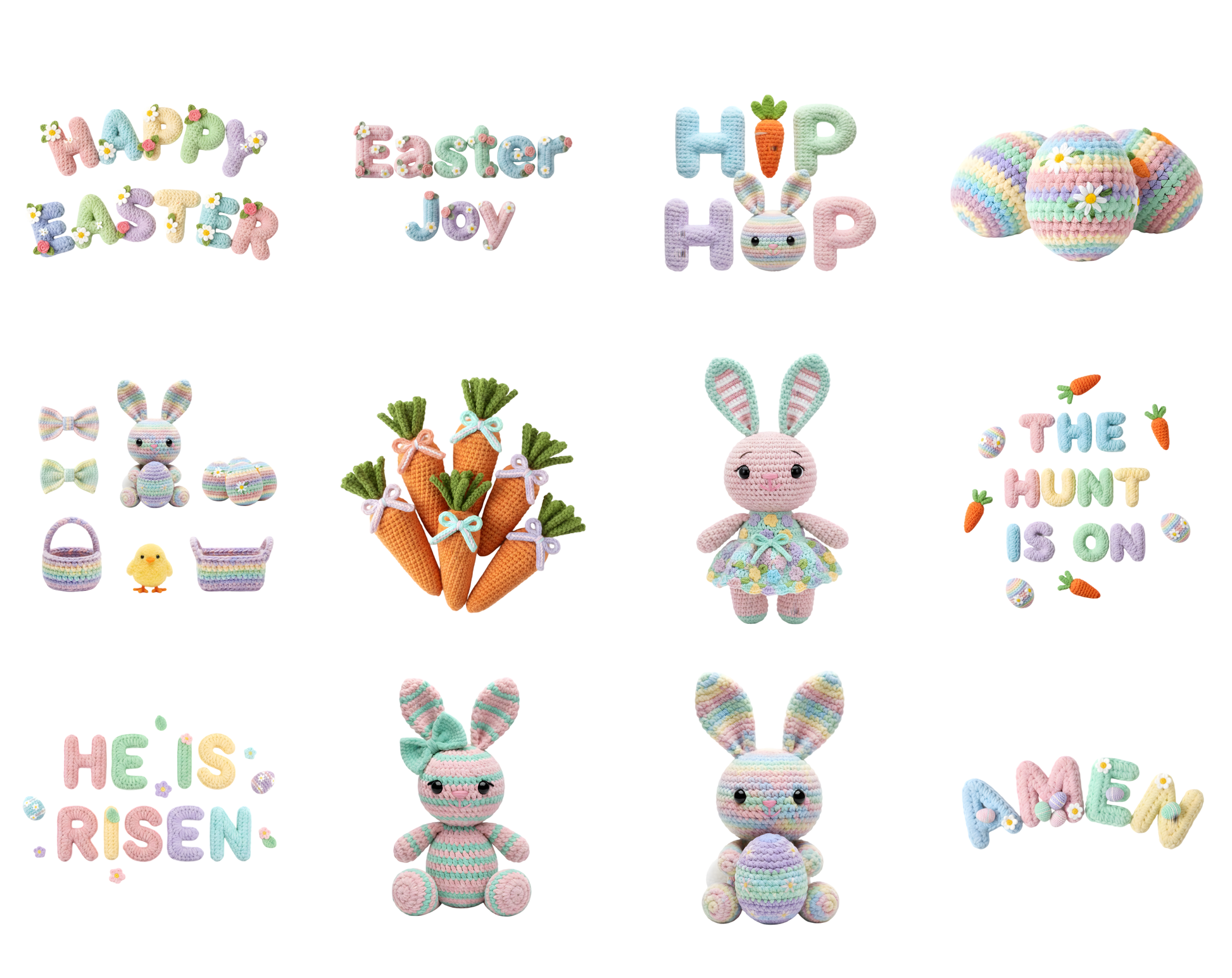 DIY Download 30 Easter bunny clipart PNG files