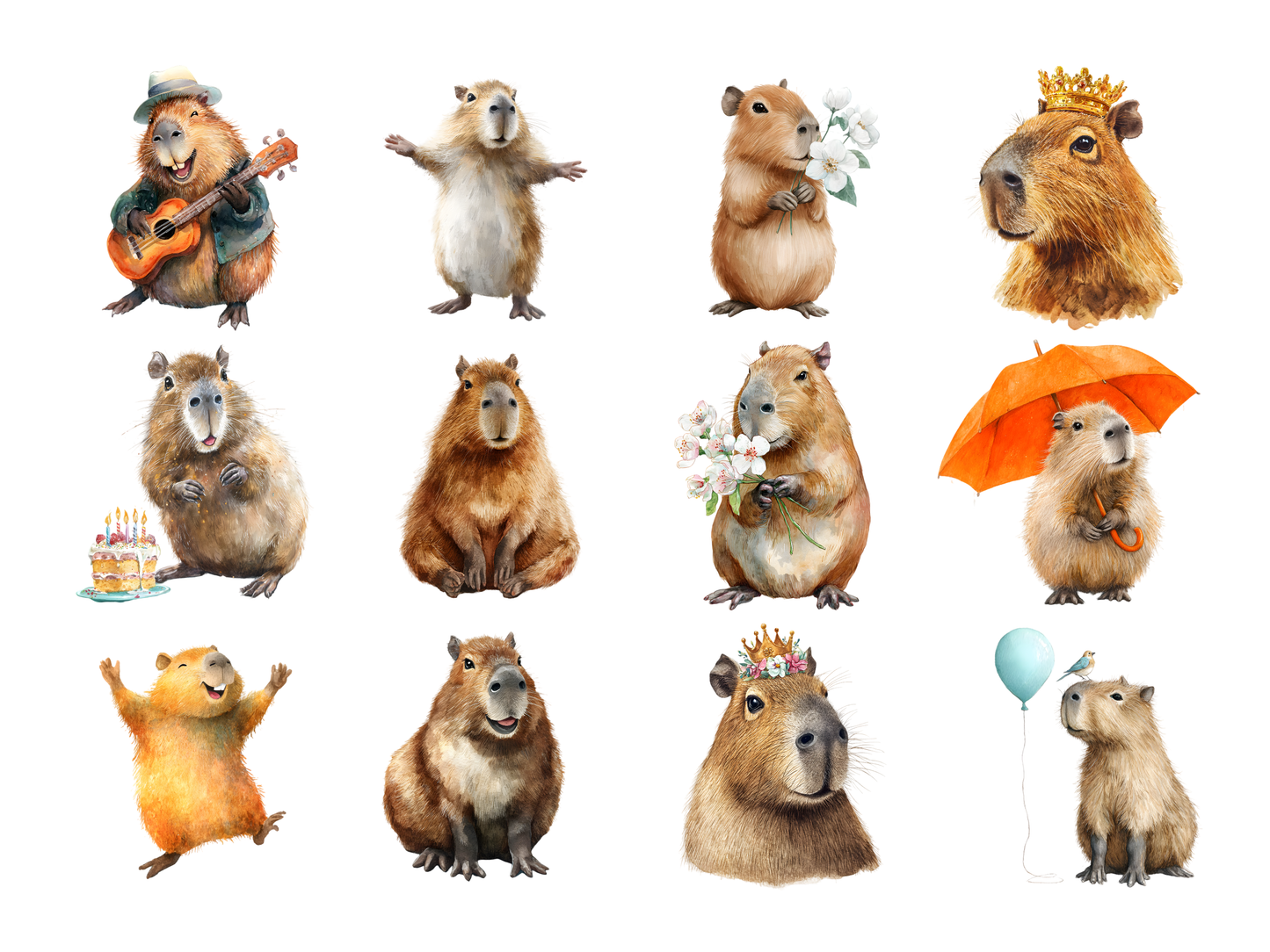 DIY Download Capybara Clipart PNG Bundle