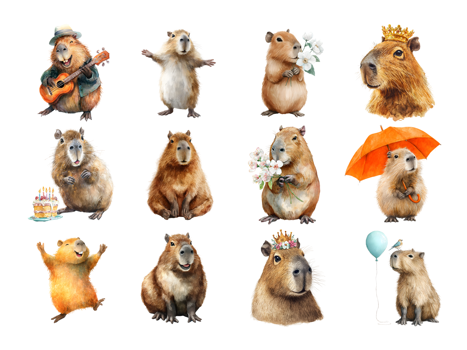 DIY Download Capybara Clipart PNG Bundle