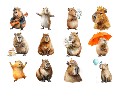 DIY Download Capybara Clipart PNG Bundle