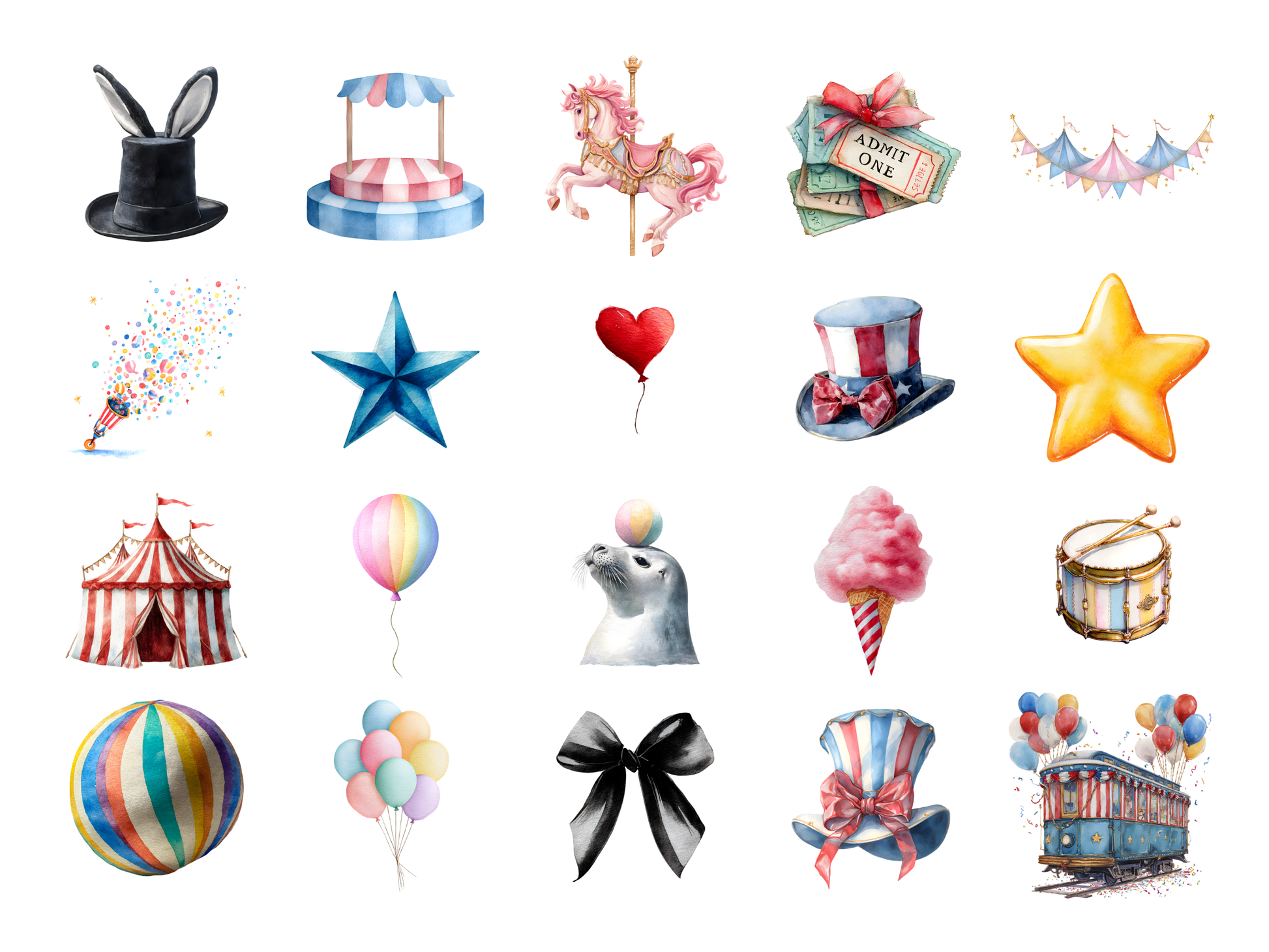 DIY Download Circus Show Clipart PNG Bundle