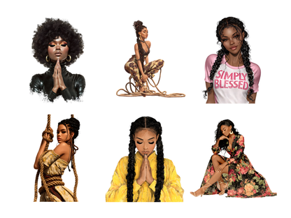 DIY Download Trendy Girl Clipart Black and White PNG Bundle