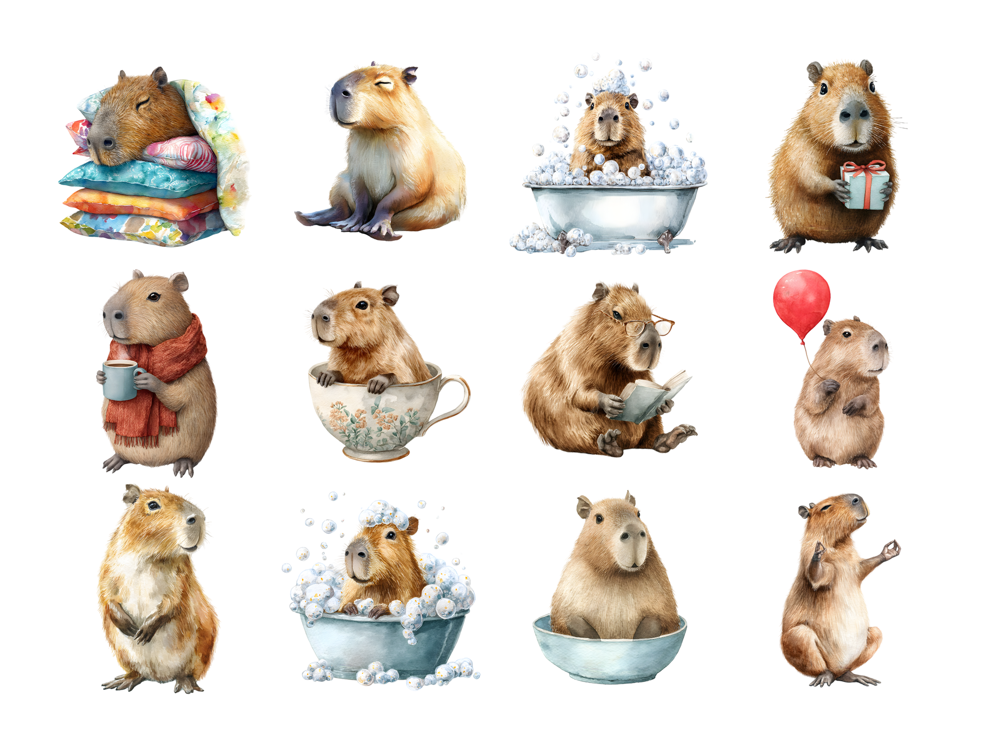 DIY Download Capybara Clipart PNG Bundle