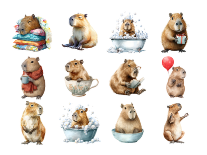 DIY Download Capybara Clipart PNG Bundle