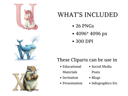 DIY Download animal alphabet letters clip art