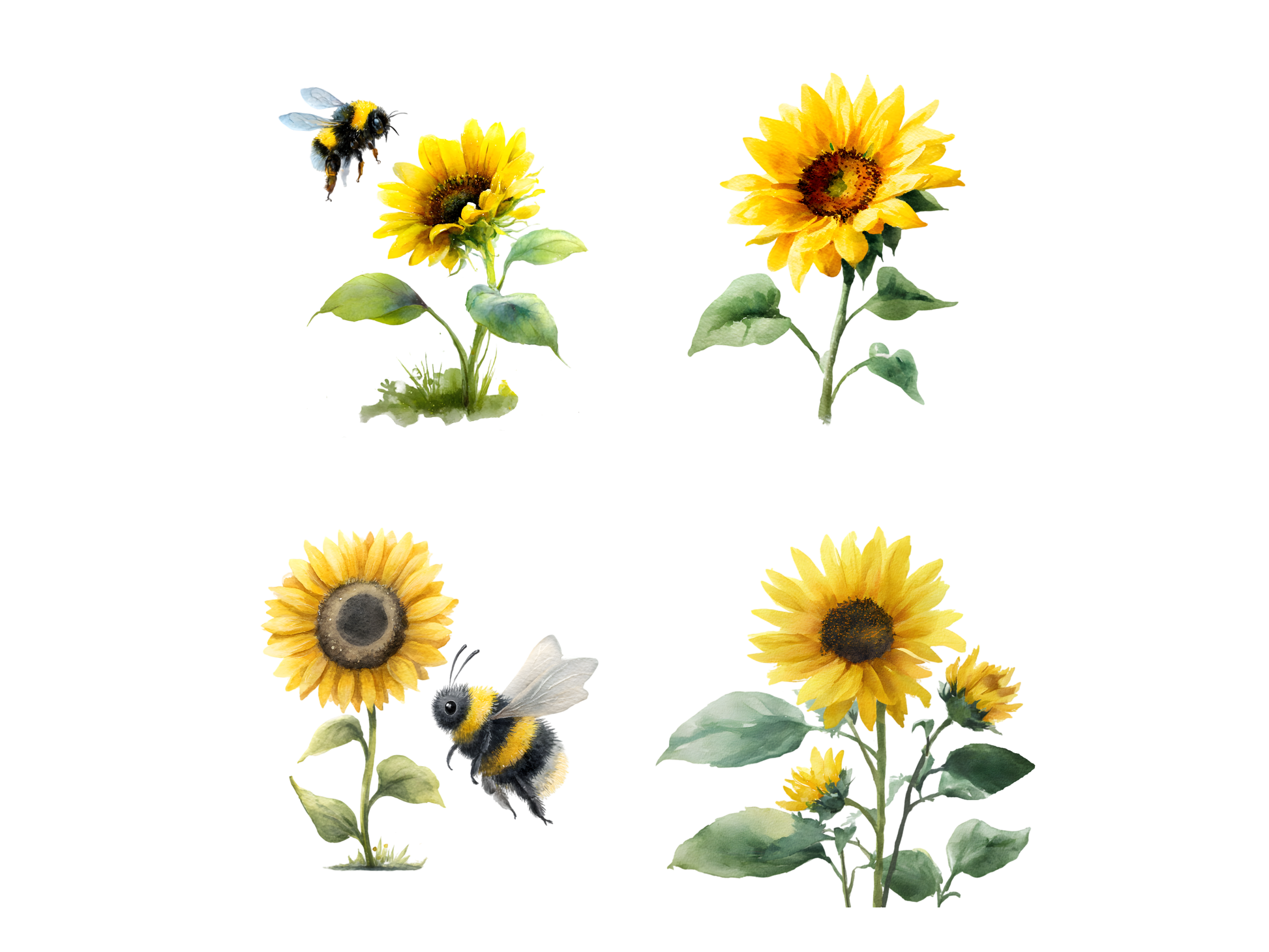 DIY Download Cute Bees Clipart PNG Bundle