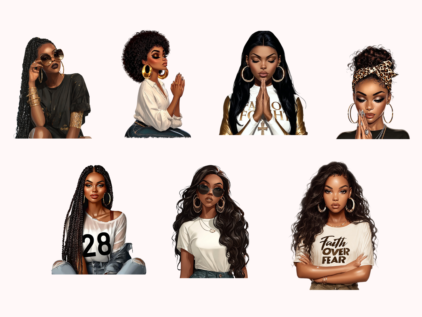 DIY Download Black Girl Clip Art PNG Bundle