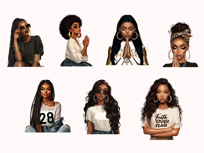 DIY Download Black Girl Clip Art PNG Bundle