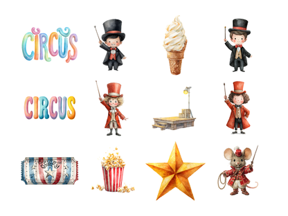 DIY Download Circus Show Clipart PNG Bundle