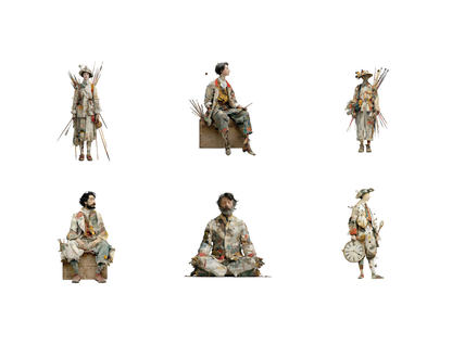 66 Künstler-Charaktere im Clipart-Bundle, Aquarell-Künstlerfiguren (PNG), verträumte Künstler-Charaktere, Scrapbooking, Sofort-Download