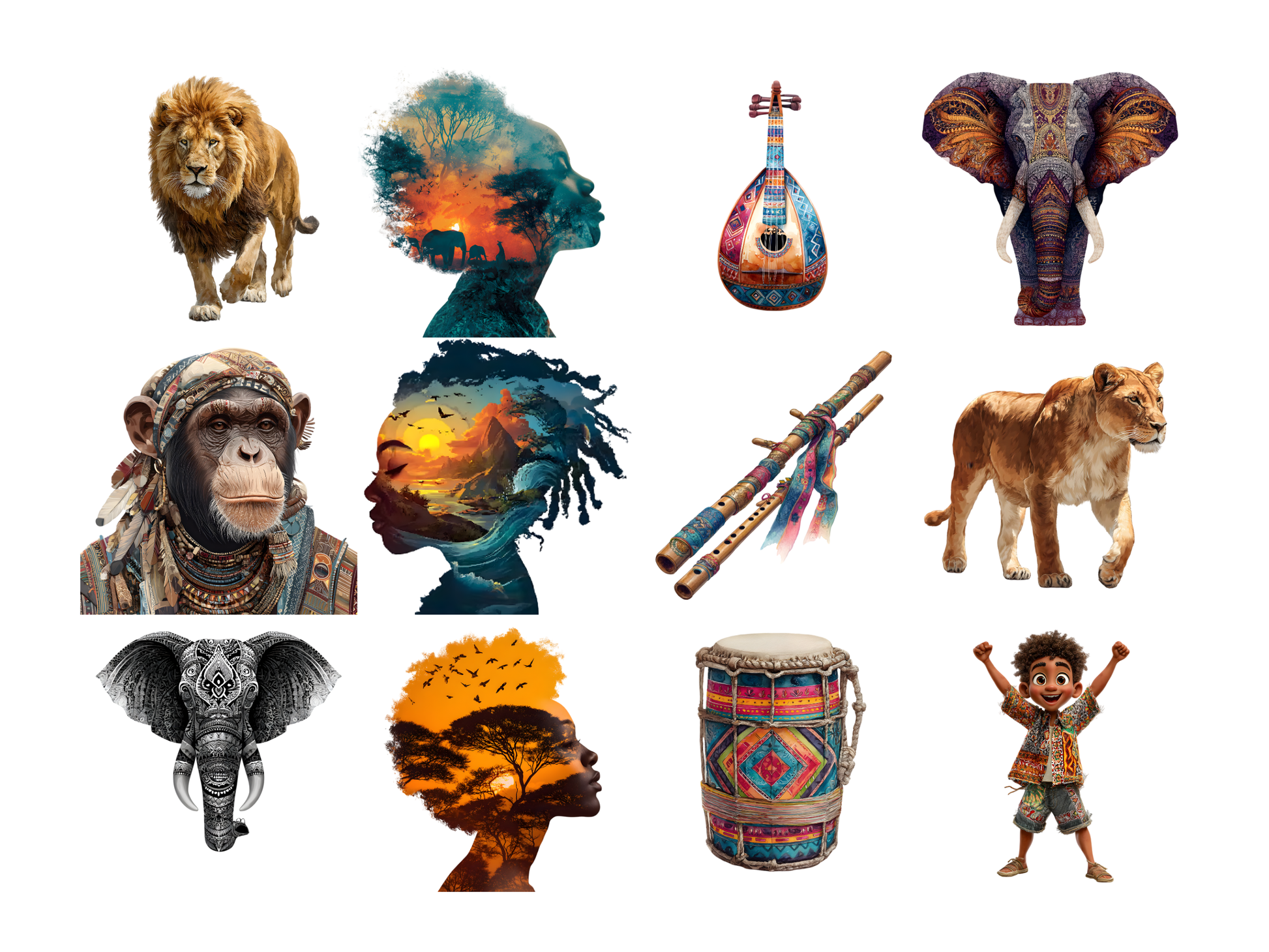 DIY Download Africa Character Clip Art Bundle