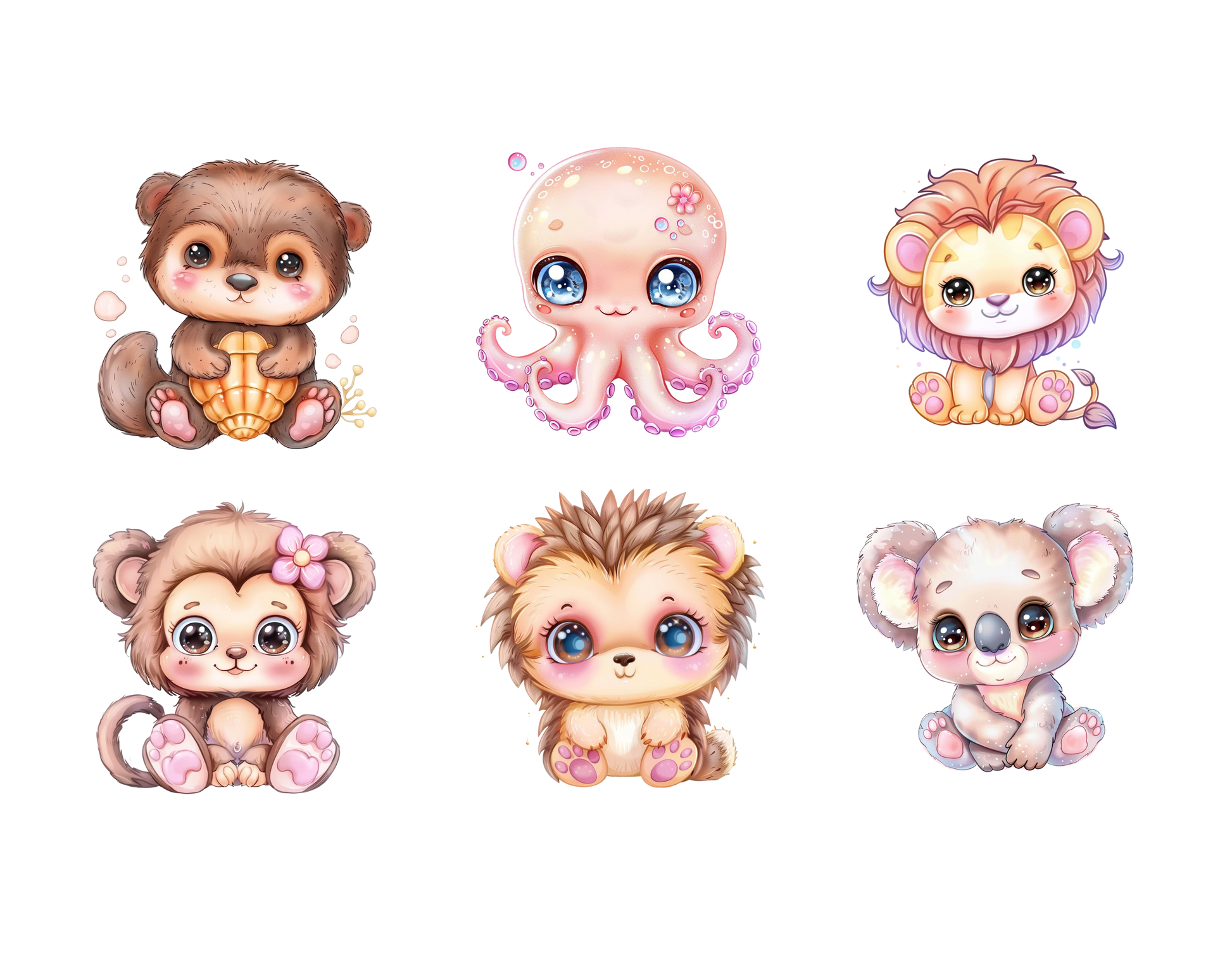 DIY Download kawaii animal clip art Bundle
