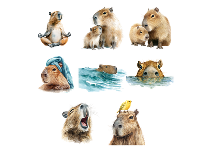 DIY Download Capybara Clipart PNG Bundle