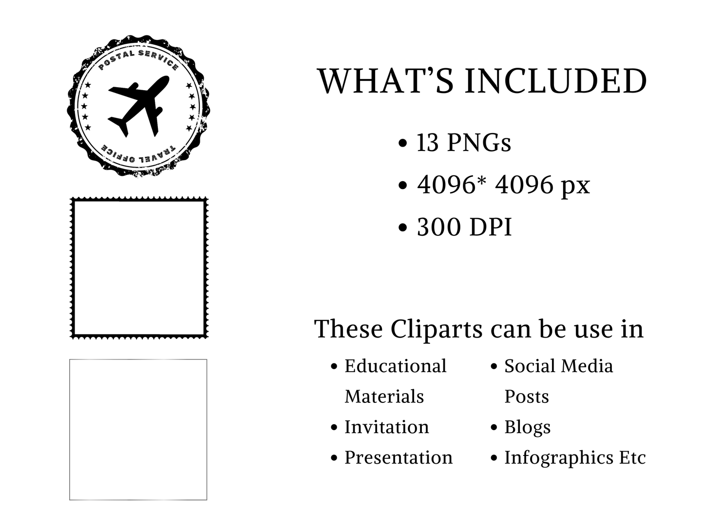 DIY Download Postage Stamp Clipart Bundle