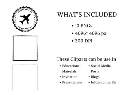 DIY Download Postage Stamp Clipart Bundle