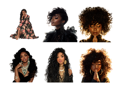 DIY Download Trendy Girl Clipart Black and White PNG Bundle