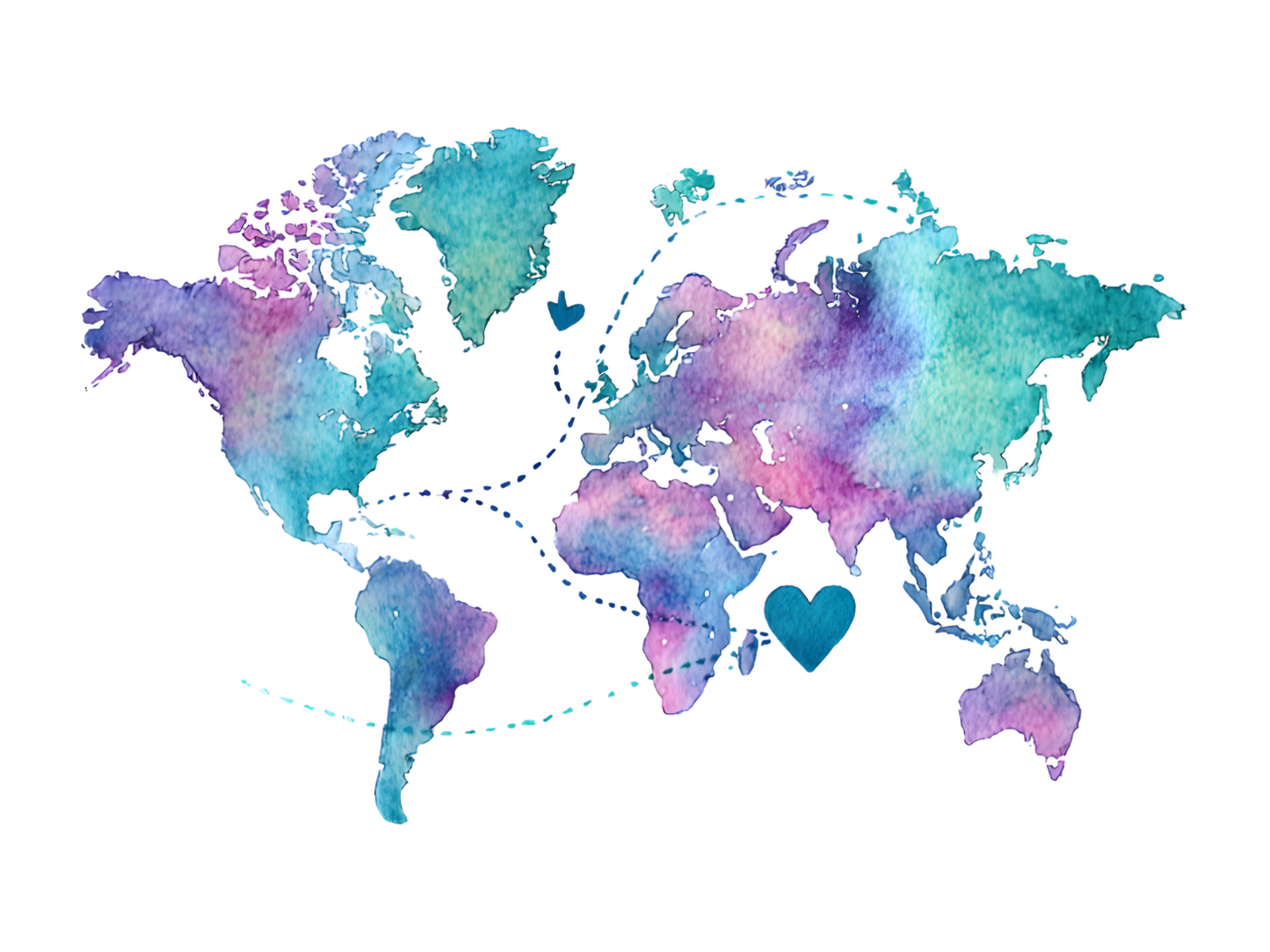 25 Watercolor World Map Clip Art Bundle | 300 DPI Travel Map PNG