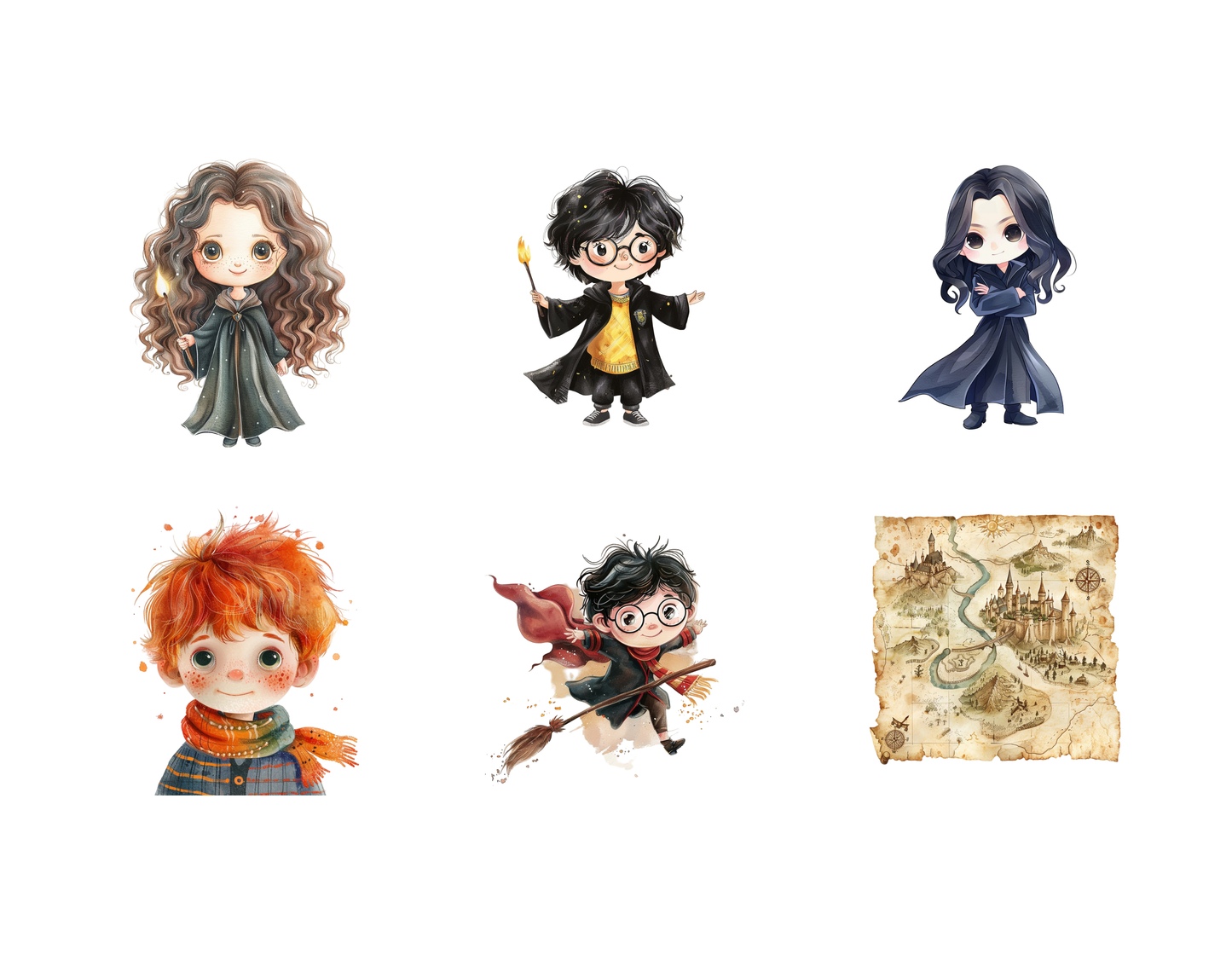 Wizard School PNG Bundle, Cute Wizard Clipart, Fantasy Magic Character, Witch Clipart, Nursery Decor, Kids Illustration, Instant Download