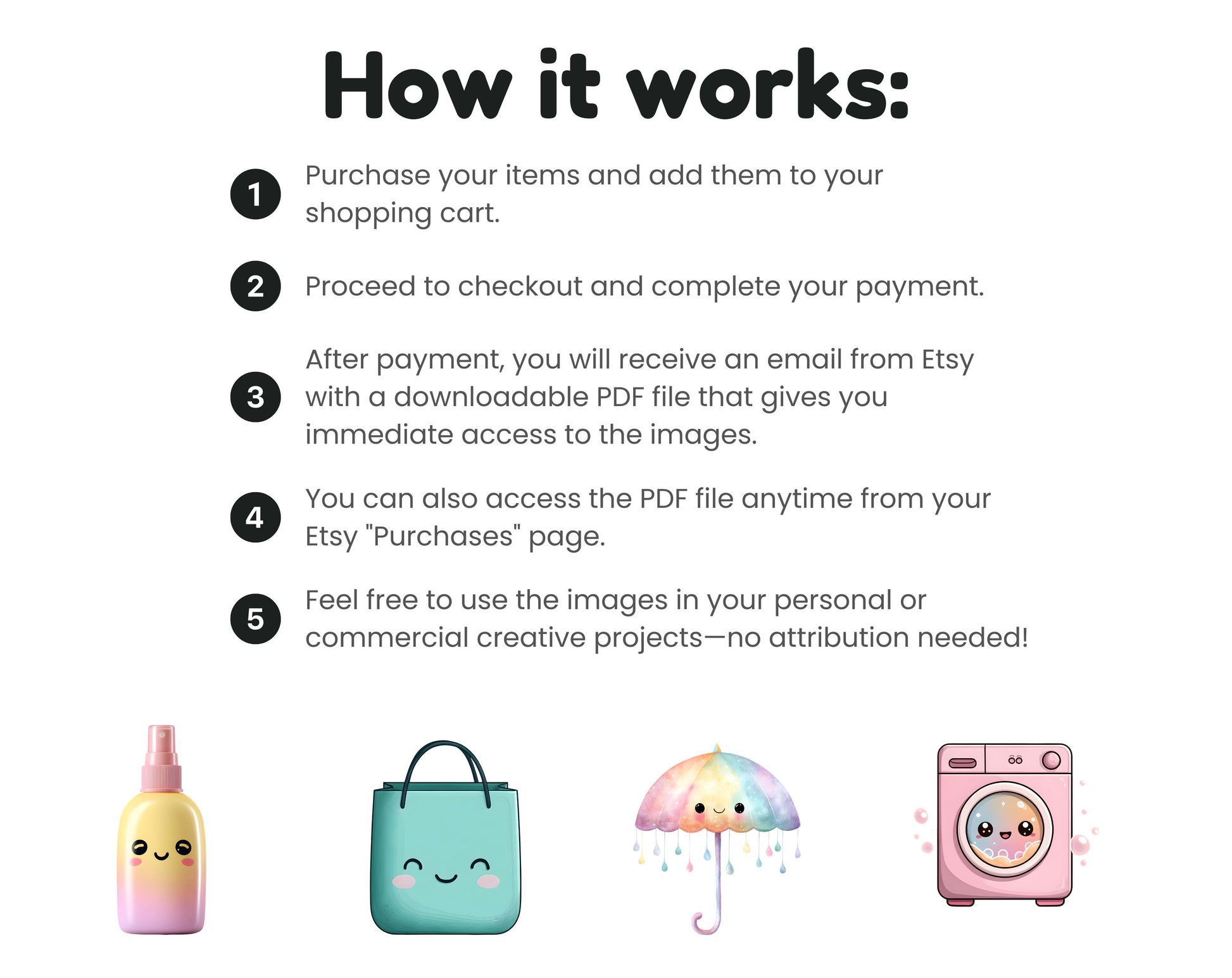 DIY Download Kawaii Clipart Bundle