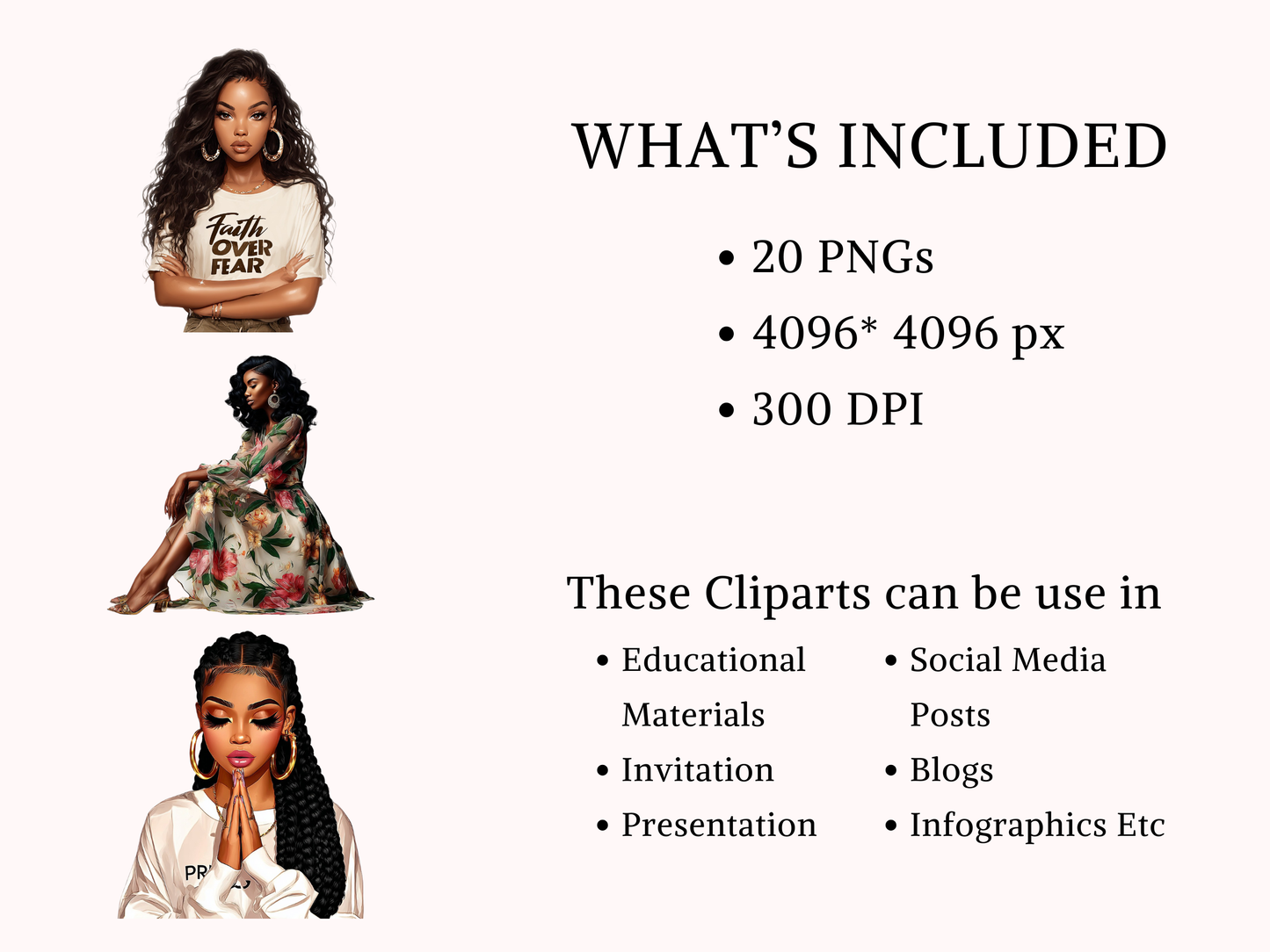 DIY Download Black Girl Clip Art PNG Bundle