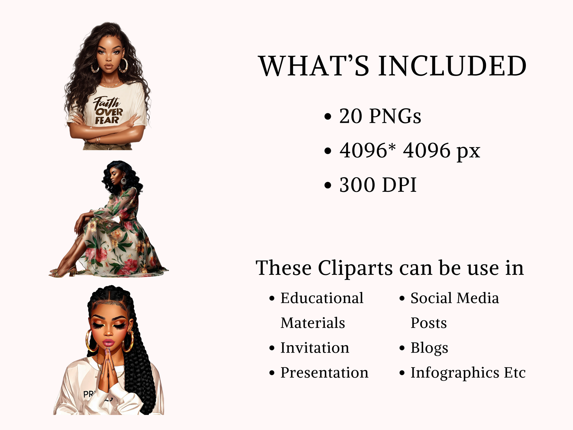 DIY Download Black Girl Clip Art PNG Bundle