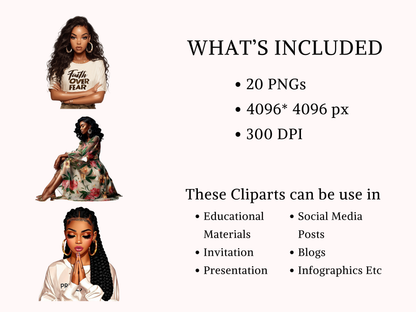 DIY Download Black Girl Clip Art PNG Bundle