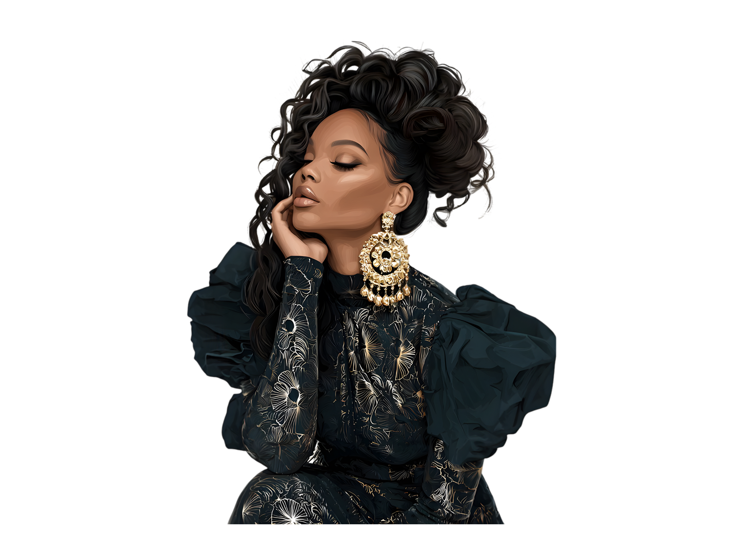 DIY Download Trendy Girl Clipart Black and White PNG Bundle