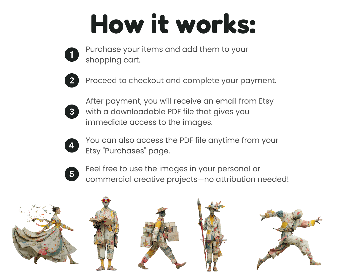 66 Künstler-Charaktere im Clipart-Bundle, Aquarell-Künstlerfiguren (PNG), verträumte Künstler-Charaktere, Scrapbooking, Sofort-Download