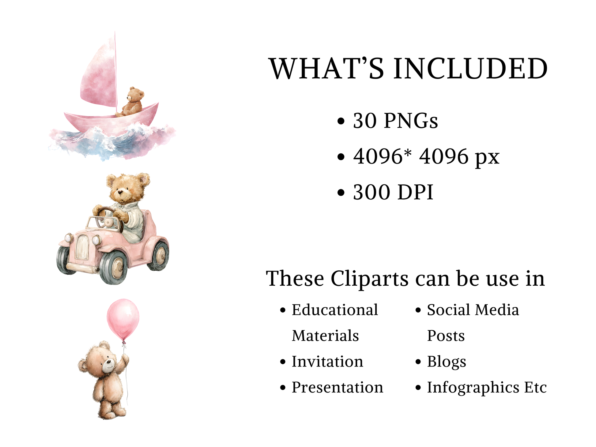 DIY Download Teddy Bear Clip Art Bundle