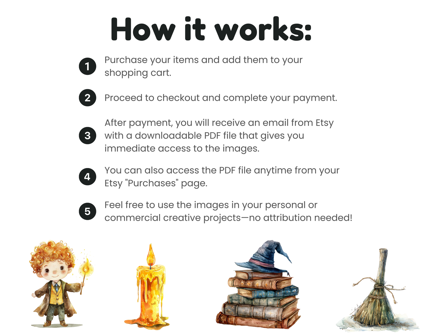 Wizard School PNG Bundle, Cute Wizard Clipart, Fantasy Magic Character, Witch Clipart, Nursery Decor, Kids Illustration, Instant Download