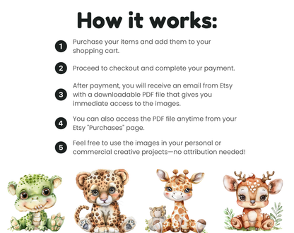 DIY Download Safari Animals Clipart PNG Bundle
