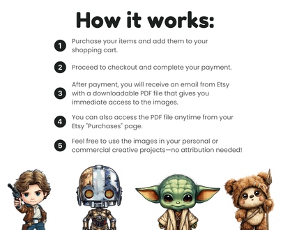 Lot de 31 images clipart Star Wars, personnages Star Wars aquarelle PNG, clipart Star Wars mignon, Star Wars classique, PNG haute qualité, cadeau pour une fête prénatale