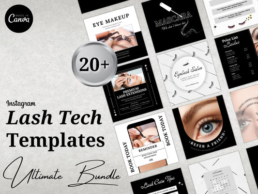 Lash Tech Instagram Post Templates, Esthetician Beauty Posts (Editable Canva Templates)