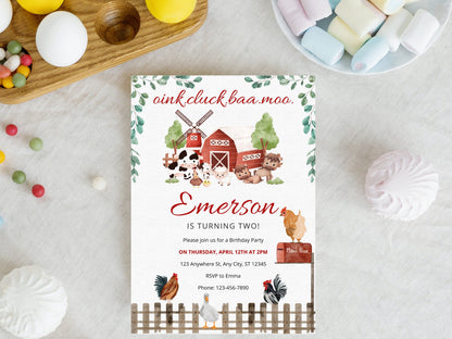 Einladungsvorlage für eine Bauernhof-Geburtstagsparty (Digitaler Download)