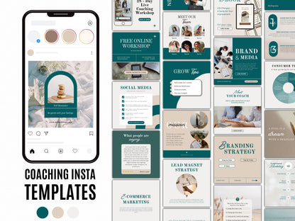 Über 90 Instagram-Post-Vorlagen für Coaches, bearbeitbares Canva-Design (digitaler Download)