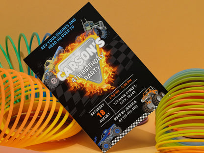 Monster Truck Birthday Invitation Template, Big Wheel Party (Printable Invite)