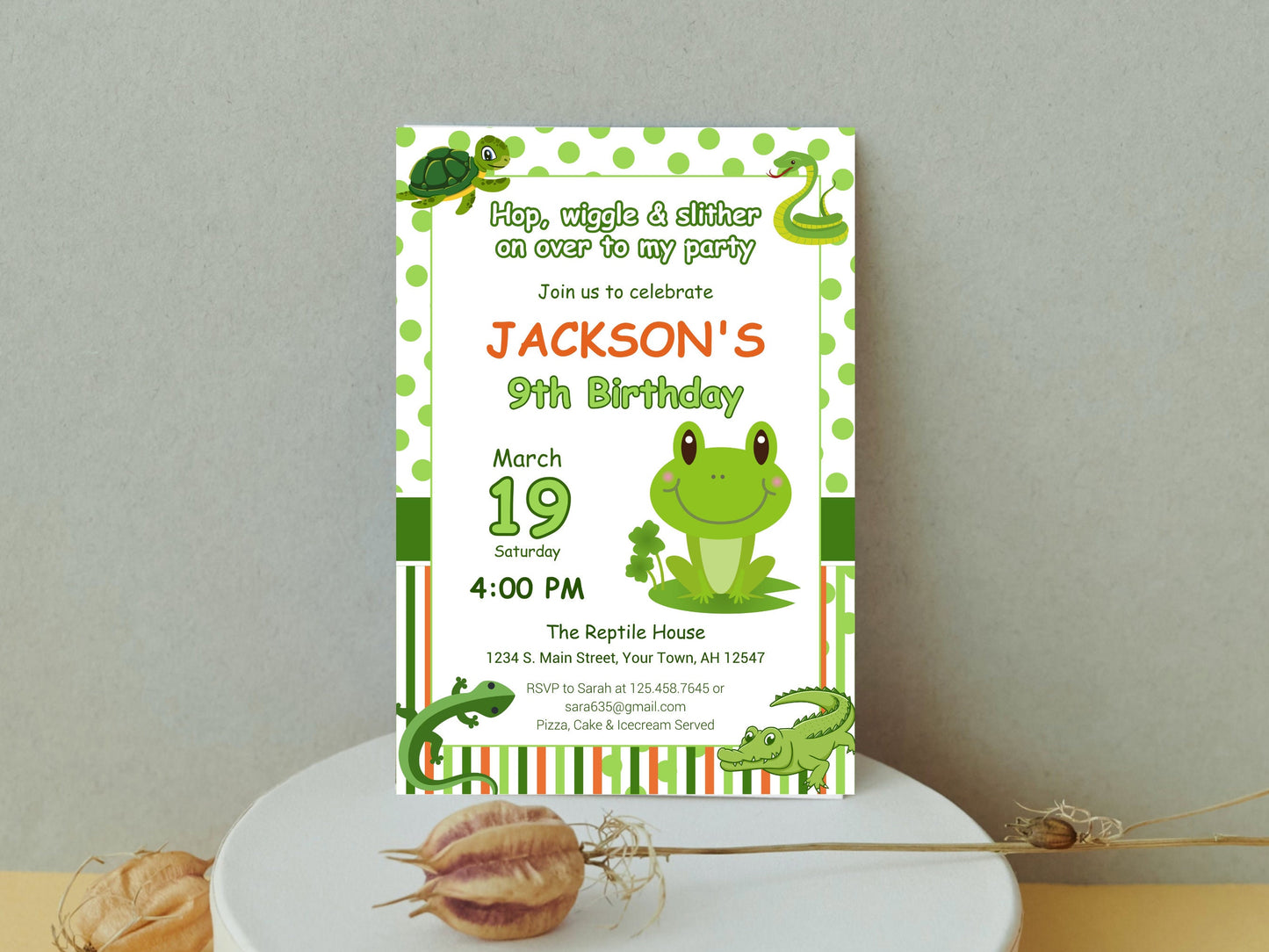 Reptile Birthday Invitation Template, Editable Party Invite (Digital Download)