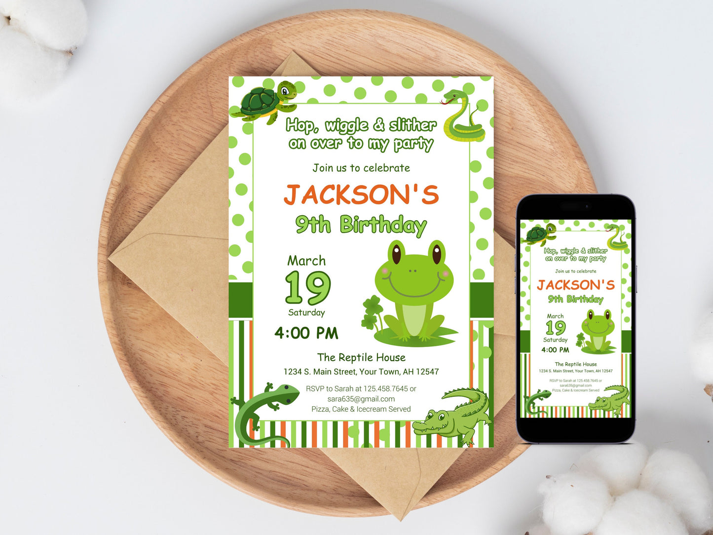 Reptile Birthday Invitation Template, Editable Party Invite (Digital Download)