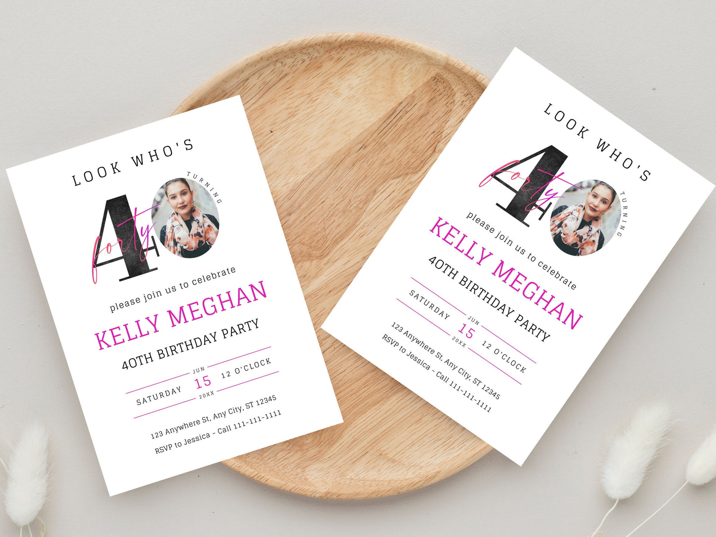 Photo 40th Birthday Invitation Template (Digital Download)