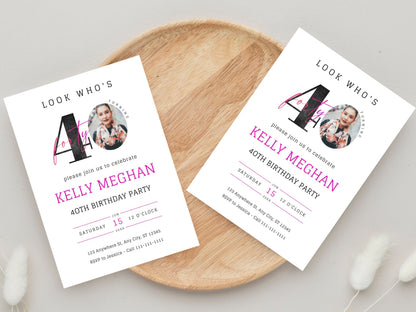 Photo 40th Birthday Invitation Template (Digital Download)