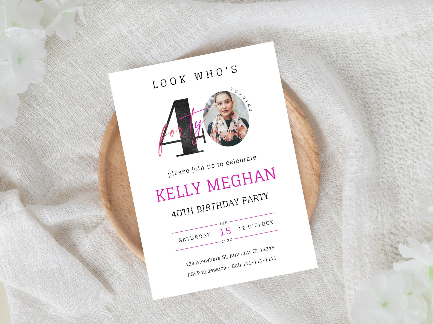 Photo 40th Birthday Invitation Template (Digital Download)