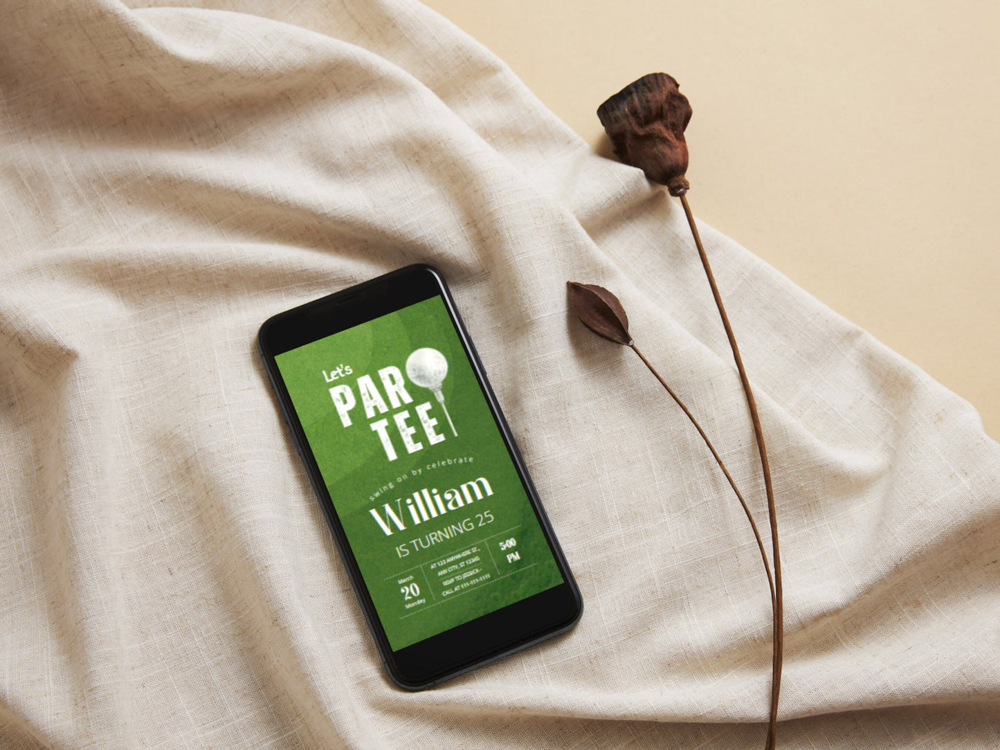 Golf Par-Tee Birthday Invitation, Editable Template (Digital Invite)