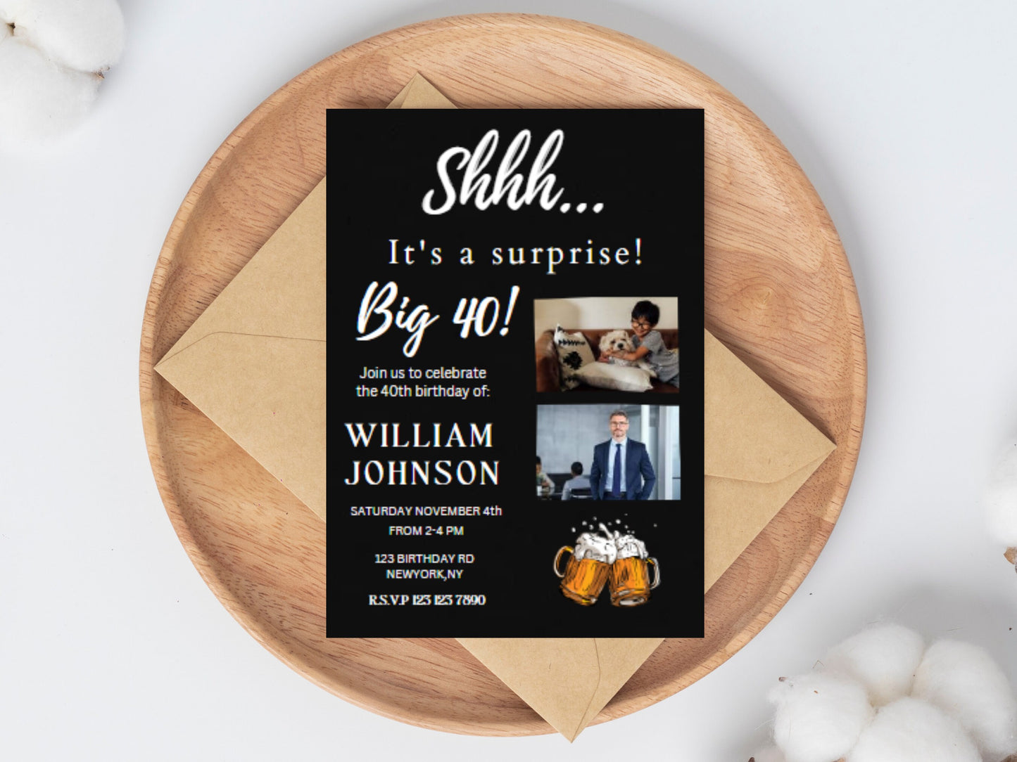 Surprise Beer Birthday Invitation, Cheers Printable (Digital Download)