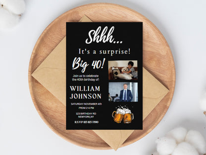 Surprise Beer Birthday Invitation, Cheers Printable (Digital Download)