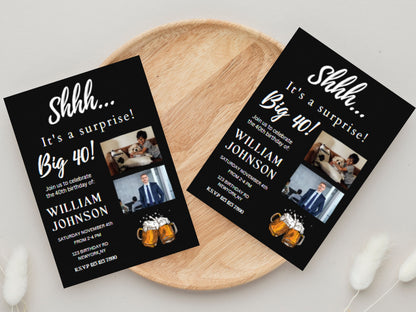 Surprise Beer Birthday Invitation, Cheers Printable (Digital Download)
