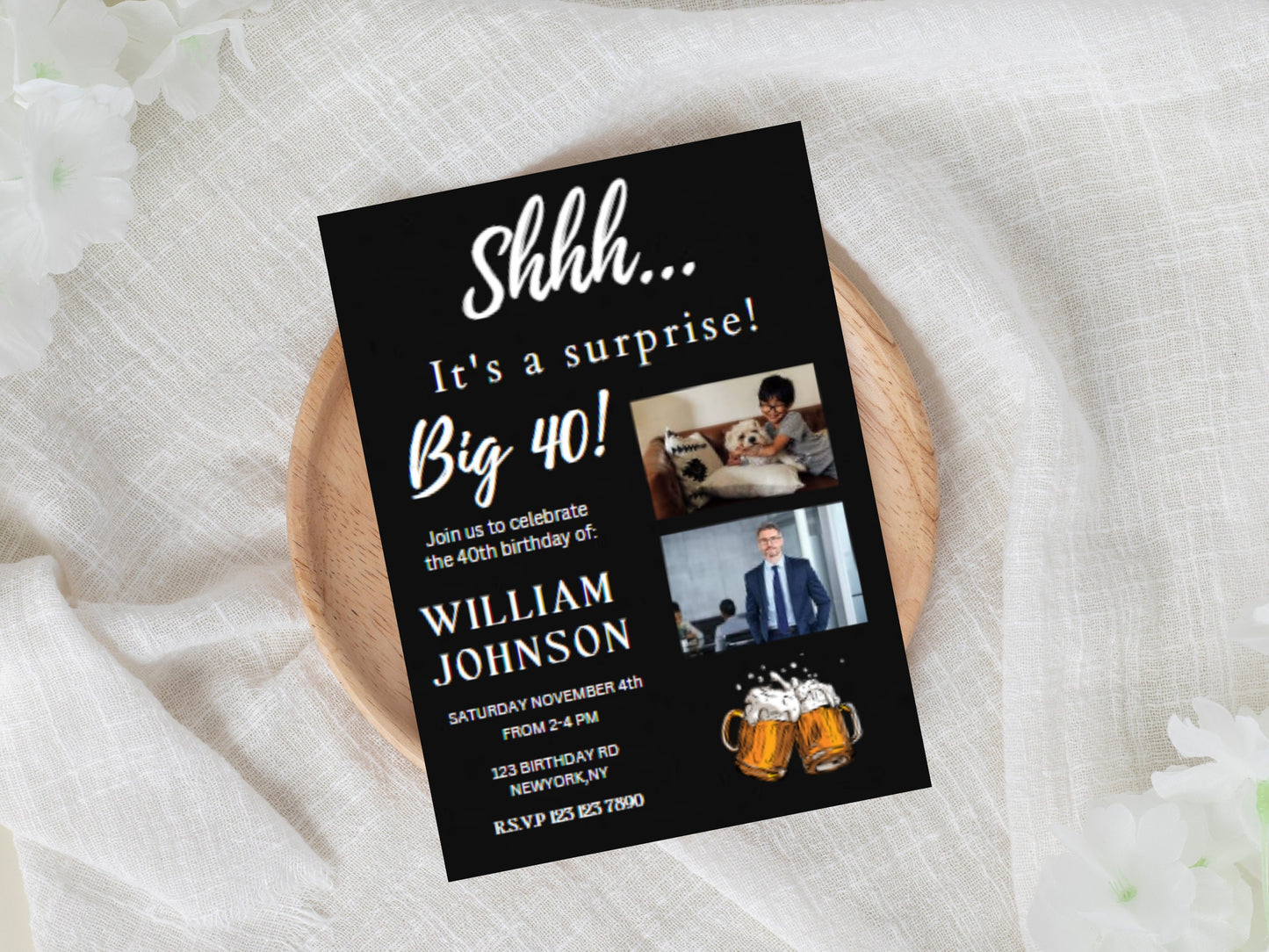 Surprise Beer Birthday Invitation, Cheers Printable (Digital Download)