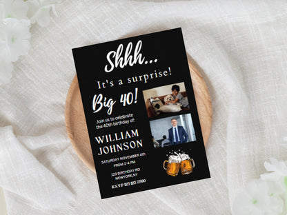 Surprise Beer Birthday Invitation, Cheers Printable (Digital Download)