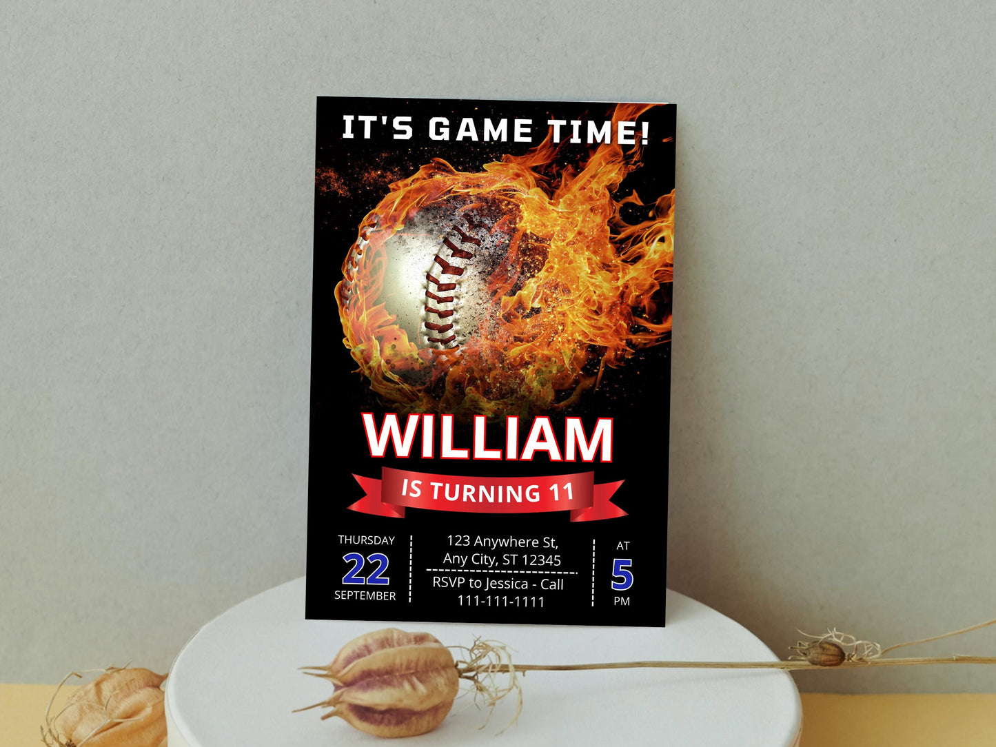Baseball Birthday Invitation, Game Time, Editable Printable (Digital Download)